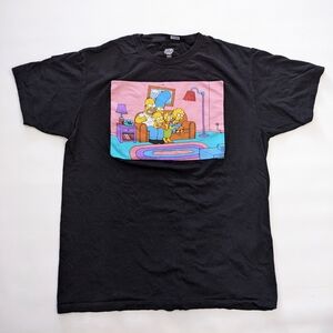 Black T-Shirt with Cartoon Family Graphic